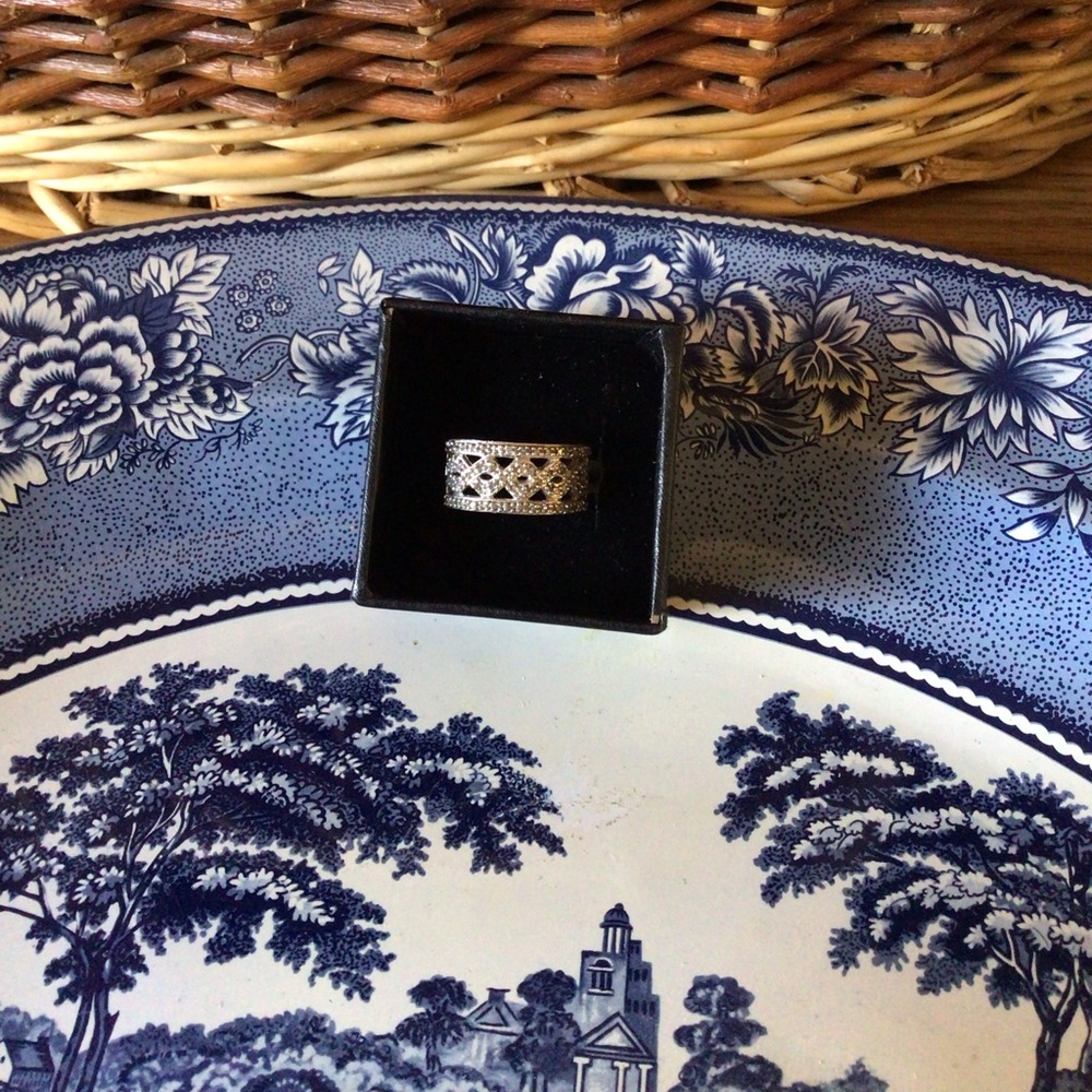 Vintage sterling silver and diamond ring